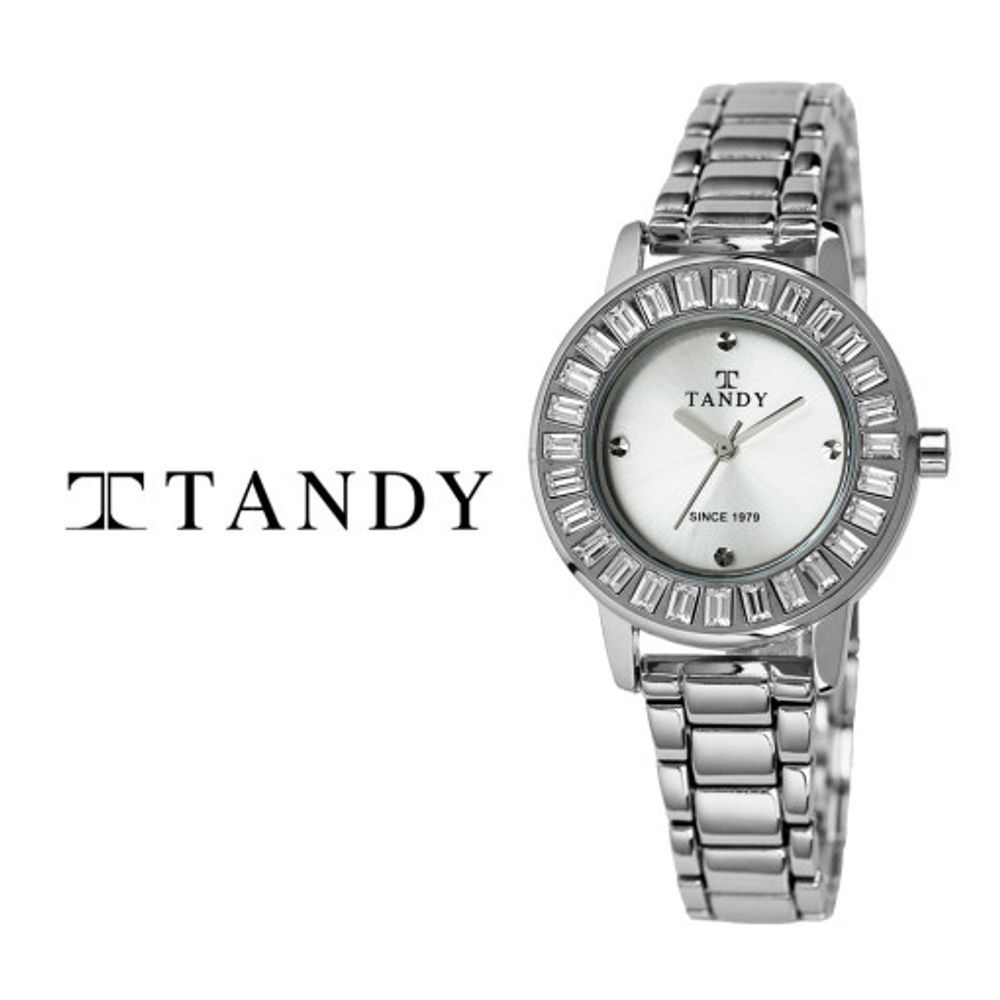 [TANDY] Luxury Women's Jewel Watch T-4034 – 28 Austrian Stones on Case Line, Cut Stones at 3, 6, 9, 12H for Feminine Elegance